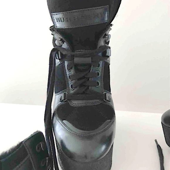 Burberry Shearling Fur Leather Suede Ankle Booties - Picture 4 of 7